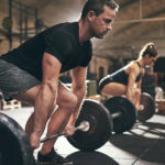 Sporty Man Woman About Lift Barbells Stock Photo