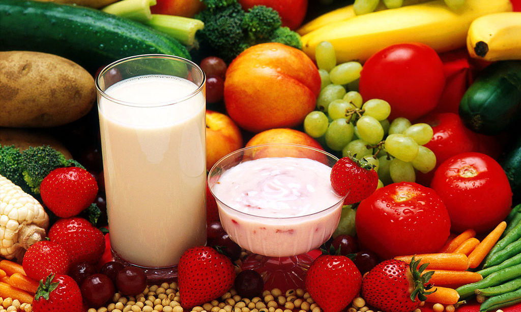 Fruits, vegetables and milk
