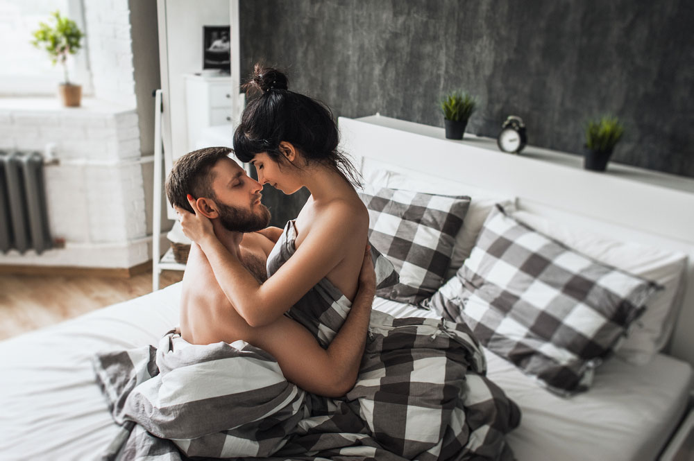 an Woman Making Love Bed Loving Stock Photo