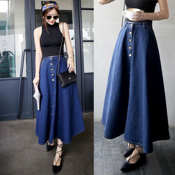 Long jean skirt