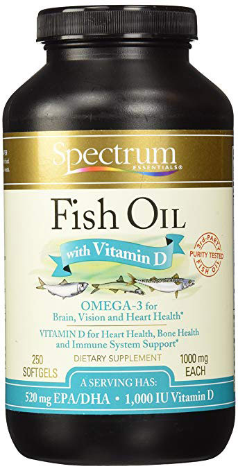 Spectrum Essentials Fish Oil with Vitamin D, 1000 mg, 250 Softgels 
