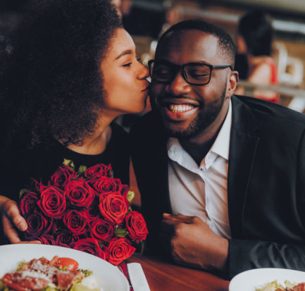 African American Couple Dating Restaurant Romantic stock image