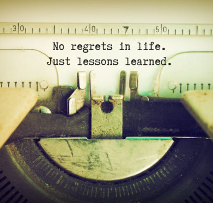 Text No Regrets Life Just Lessons Stock Photo