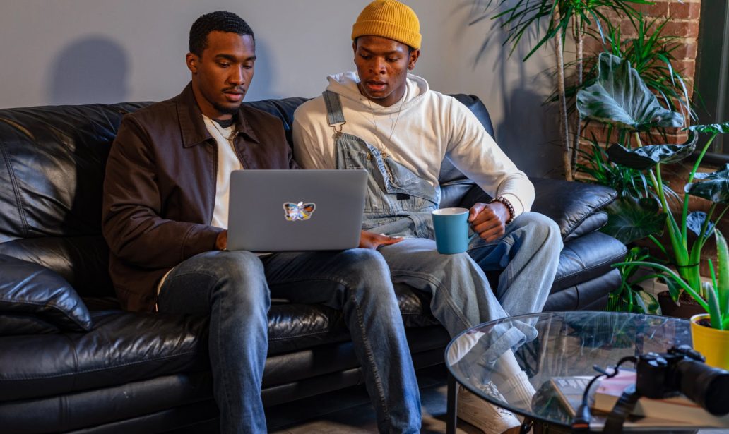 men using a laptop
