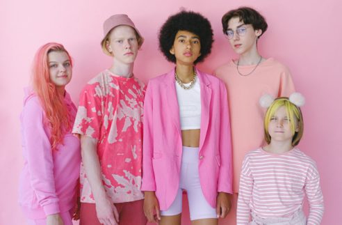 diverse teenagers in different stylish outfits