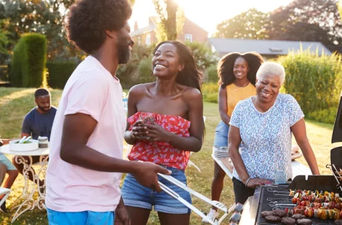 Black Family Having a Cookout