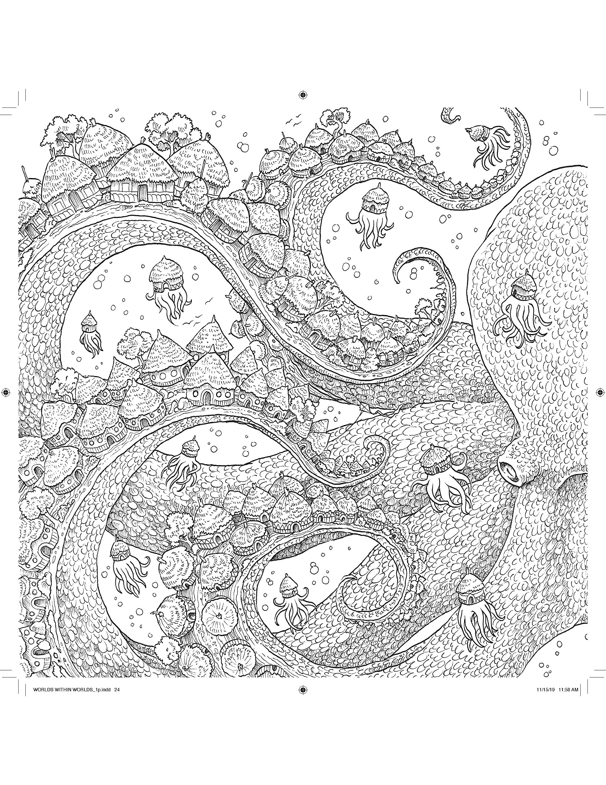 Worlds Within Worlds Coloring Book by Kerby Rosanes — Tools and Toys