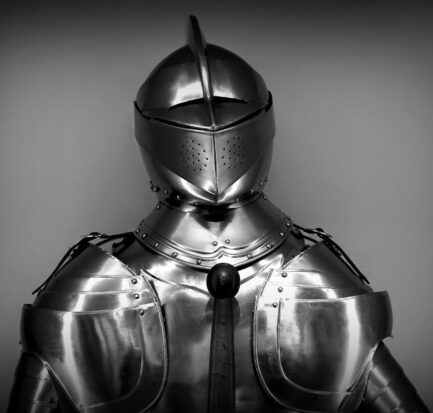 gray scale photography of knight
